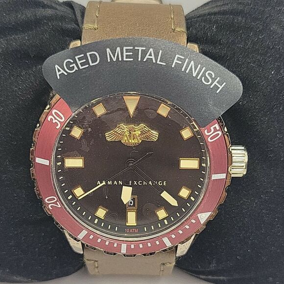 Armani Exchange Cover AX1712 Men's Brown Leather Analog Dial Quartz Watch BC453